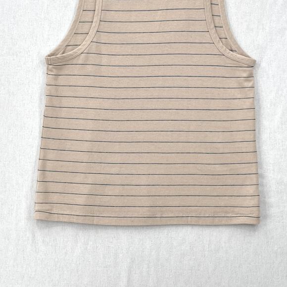 FAHERTY Whisper Organic Cotton Blend Tank Womens L Azure Stripe Tan Navy NEW - Picture 7 of 12